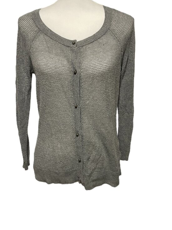 American Eagle Tops - American Eagle Outfitter Gray Cardigan, Sheer with Small Round Buttons, Size L